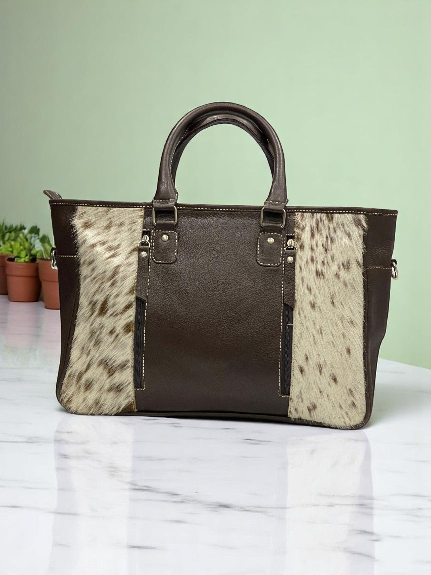 The Rustic Glam Natural Cow Fur Designer Bag