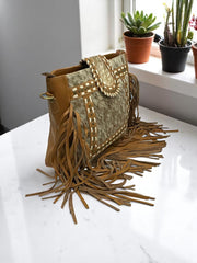 Wild Grace Premium Cowhide Leather Handbag with shoulder strap