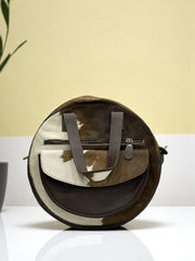 Premium Round Cowhide Leather Bag – Handcrafted Elegance