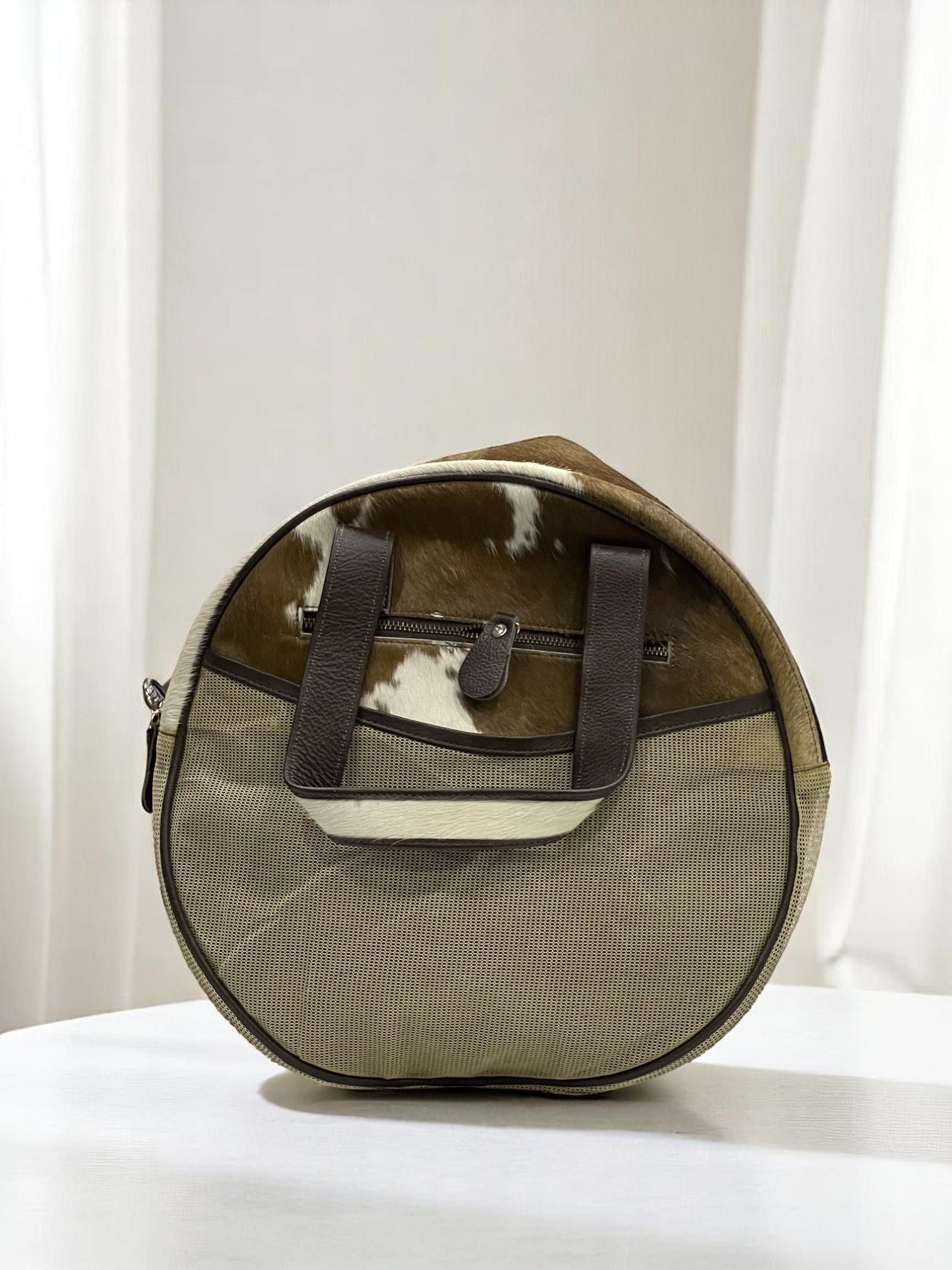 Premium Round Cowhide Leather Bag – Handcrafted Elegance
